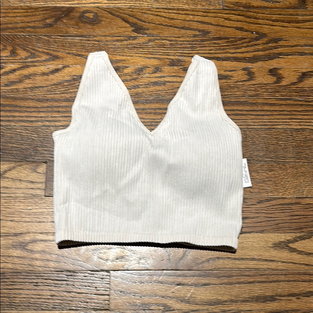 Stone wash Seamless Rib Alamo Bra / Beige Top - Picture 2 of 6